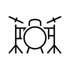 Vector illustration of a drum kit in a dynamic style on a white background with copy space