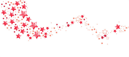 Vector illustration cartoon of a flowing red wave composed of Christmas stars, symbolizing festive holiday decoration and seasonal cheer