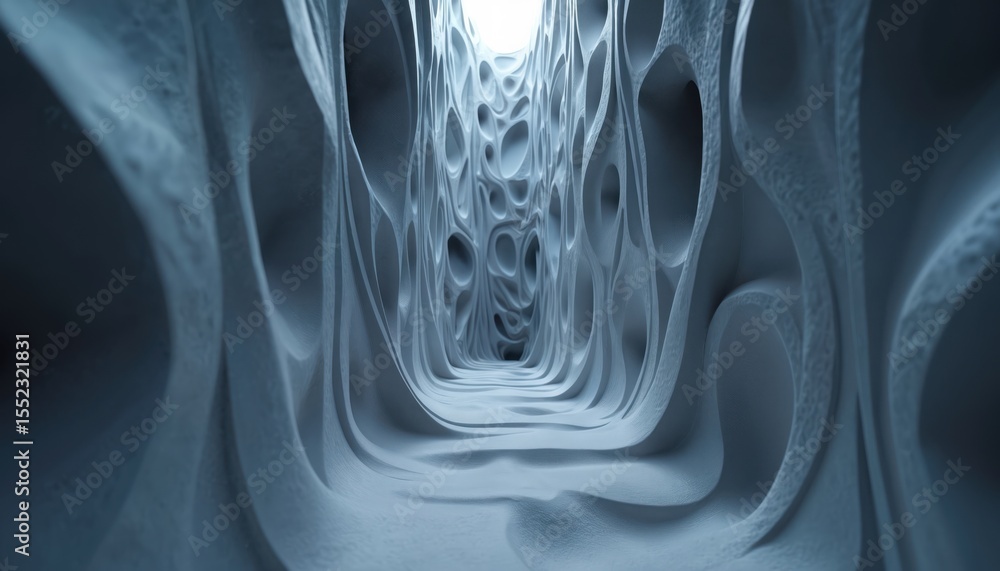 Poster immersive 3d wall abstraction challenges perception. futuristic design depth, light, modern art with