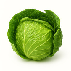 Obraz premium Fresh green cabbage isolated on white background