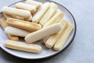 Sponge finger cookies, Italian savoiardi biscuit snack
