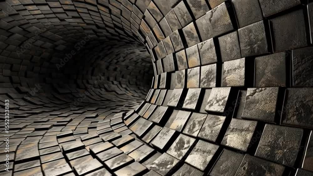 Poster mesmerizing abstract design of textured tunnel with square tiles creates captivating depth and persp