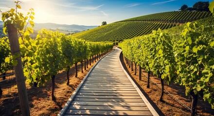 Fototapeta premium Vineyard Vista: A Path to Excellence in Winemaking and Sustainable Agriculture