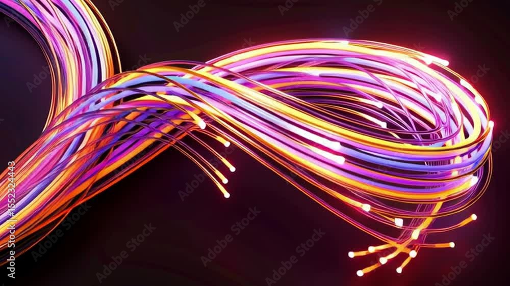 Poster vibrant light trails create colorful abstract design, showcasing dynamic movement and energy in mesm