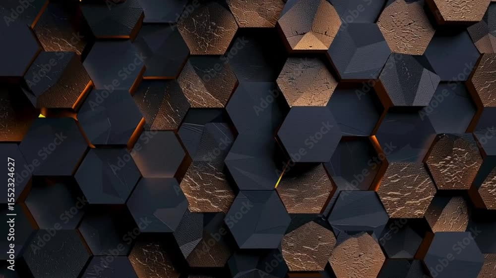 Poster modern geometric design hexagonal pattern with dark metallic texture for striking visual depth and s