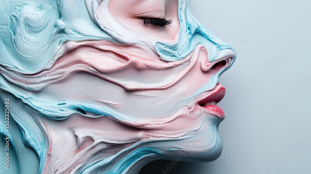 Poster this stunning artwork features a graceful human profile covered in colorful swirls, creating a capti