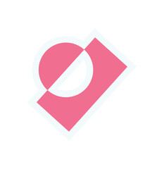 Brutalist abstract geometric shape sticker. Modern flat icon and graphic element. This unique shape combines a circle and square with a bold design, ideal for contemporary projects, branding, or art.