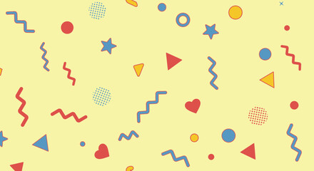 Vibrant Geometric Memphis Pattern Design Featuring Retro 80s and 90s Style Aesthetics