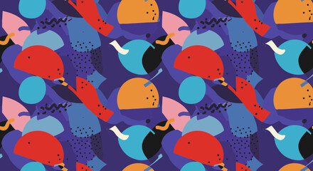 Fototapeta premium Colorful abstract shapes seamless pattern for vibrant and modern designs