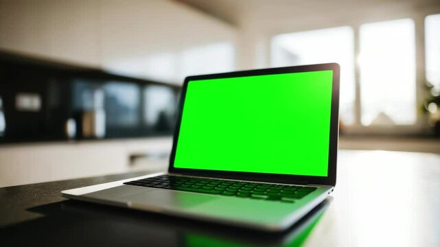 Laptop computer on a kitchen counter