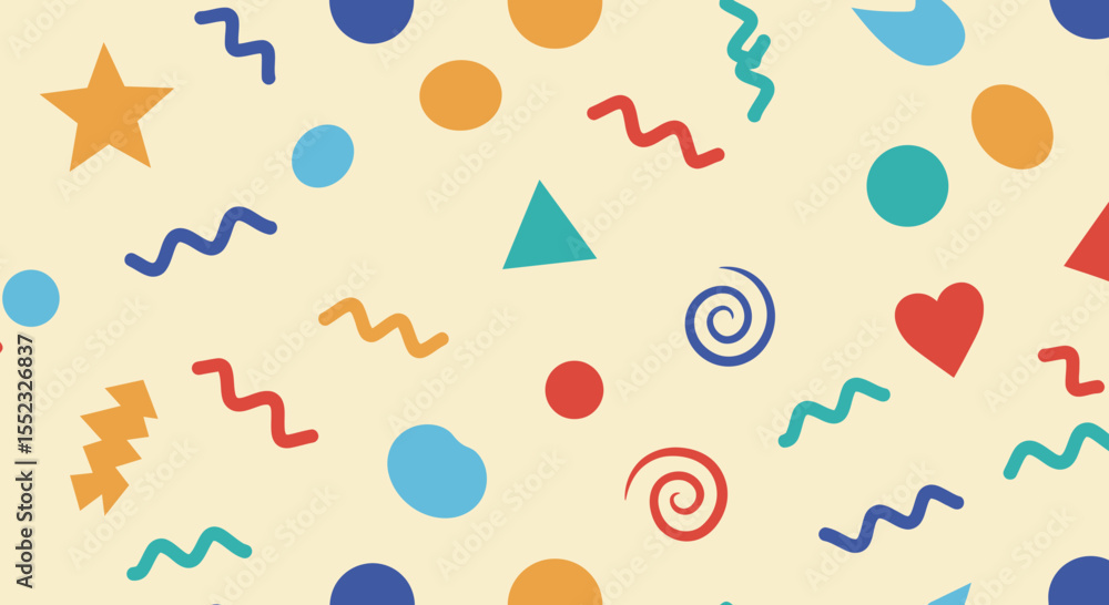 Aufkleber fun and playful geometric pattern with colorful shapes for backgrounds and designs