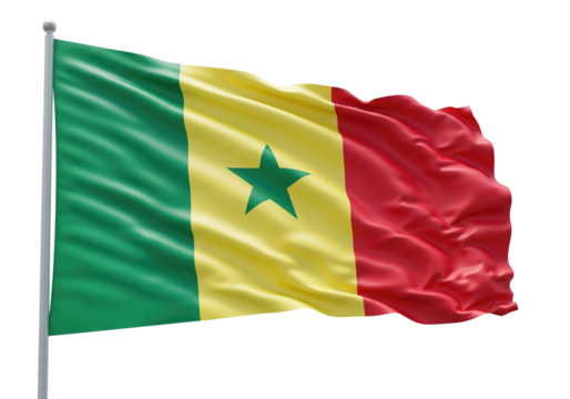 senegal national flag on transparent background