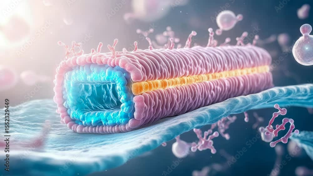 Poster high-resolution cellular structure with layered membrane and internal element in a microenvironment