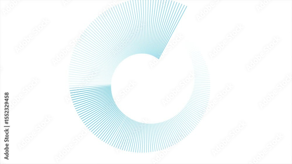 Poster Blue minimal circular lines abstract futuristic tech background. Seamless looping concept motion design. Video animation Ultra HD 4K 3840x2160