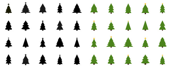 Set fir icons, Christmas tree sign colection 