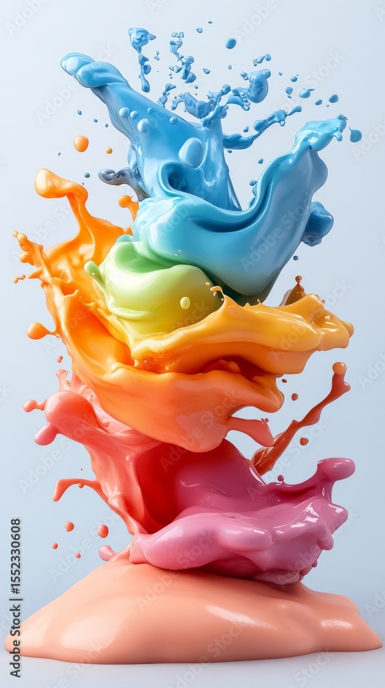Aufkleber colorful splashes of paint create dynamic shapes and patterns in a vibrant abstract display