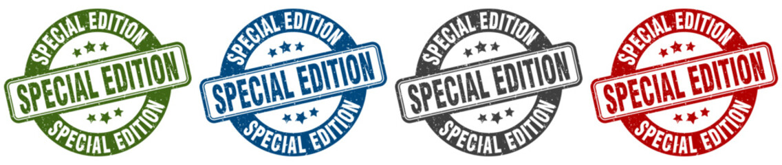 special edition stamp. special edition round stamp set isolated on white background