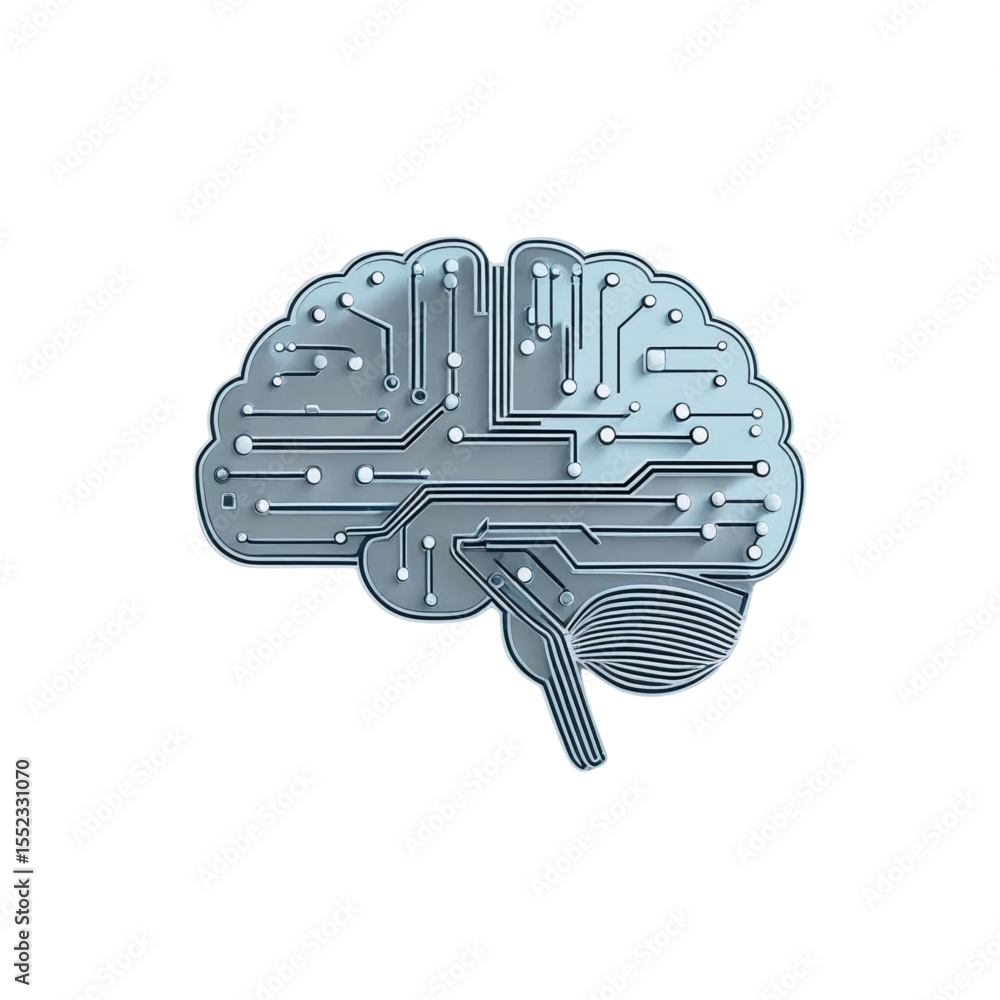 Poster artificial intelligence brain circuit board technology concept for machine learning and neural netwo