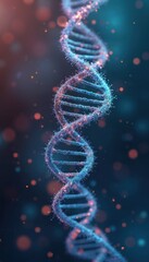Artistic DNA helix visualization. Biotechnology, bio-technology, biology, genes, genetic engineering, analysis, therapy. Science illustration for medicine, health, innovation, research, future, data,