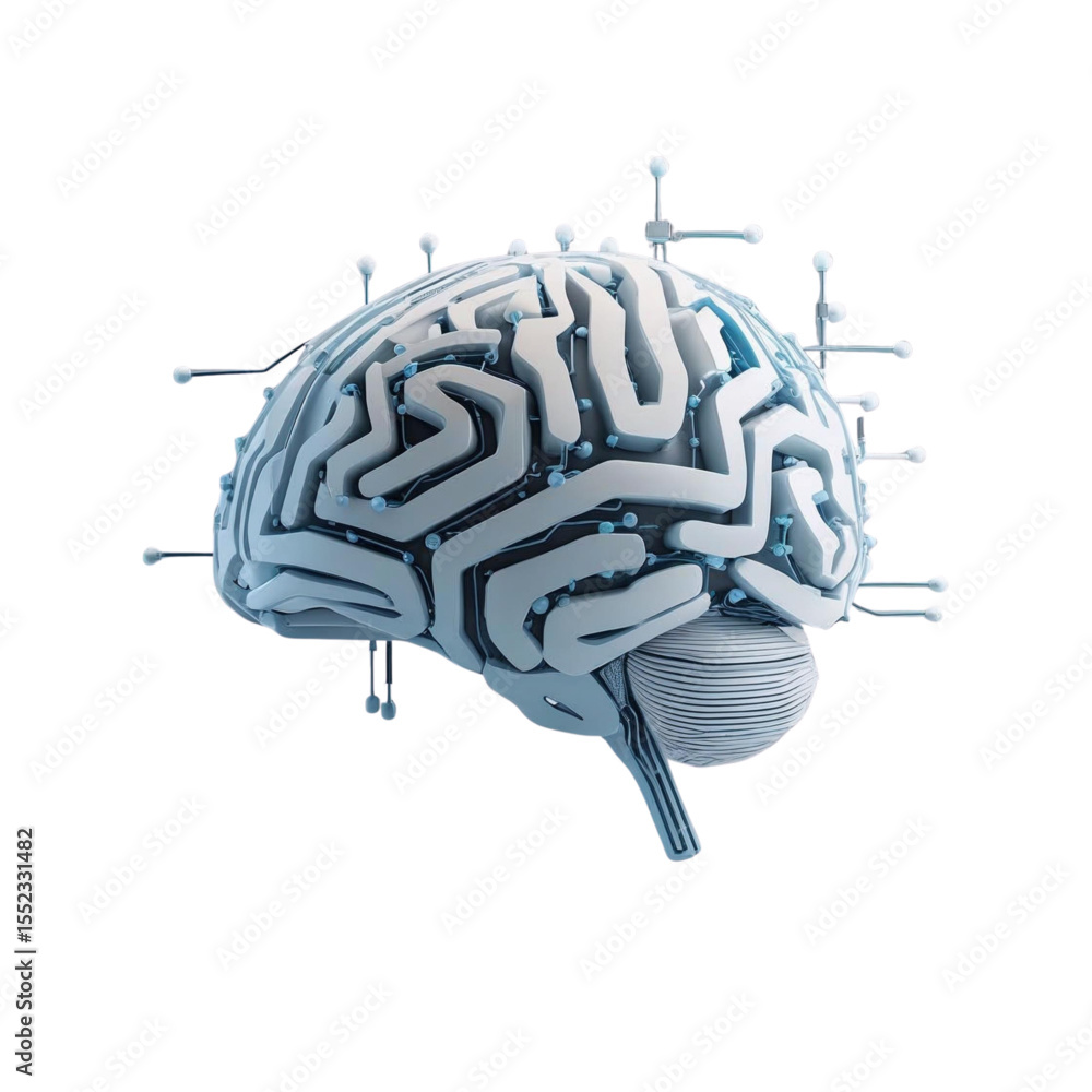 Poster artificial intelligence brain neural network deep learning ai technology concept illustration