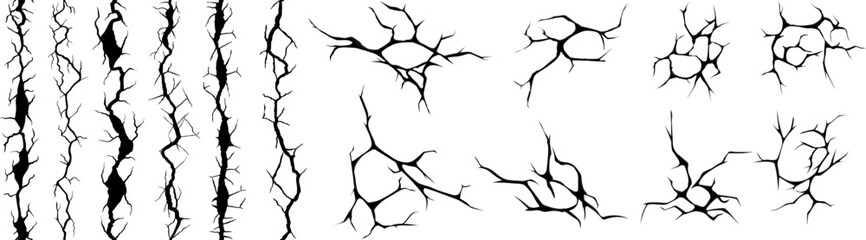 Set of Crack Textures – Realistic Broken Surface Vector Pack

