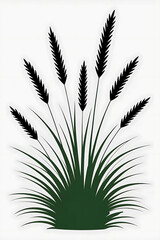 Naklejka premium Silhouette of grass, dark green and black. 