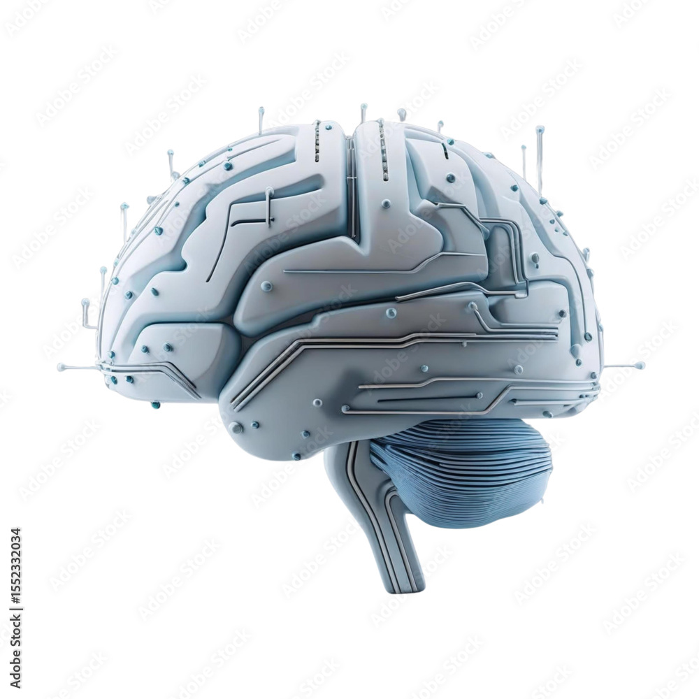 Poster artificial intelligence brain concept with neural network connections for deep learning research