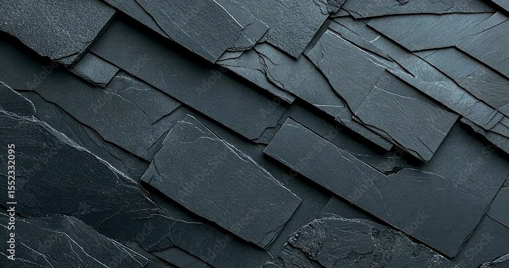 Poster video of overlapping dark blue slate tiles creating a textured background with angled lines and shad