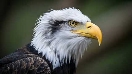 Obraz premium Bald eagle, focused gaze, powerful profile. 