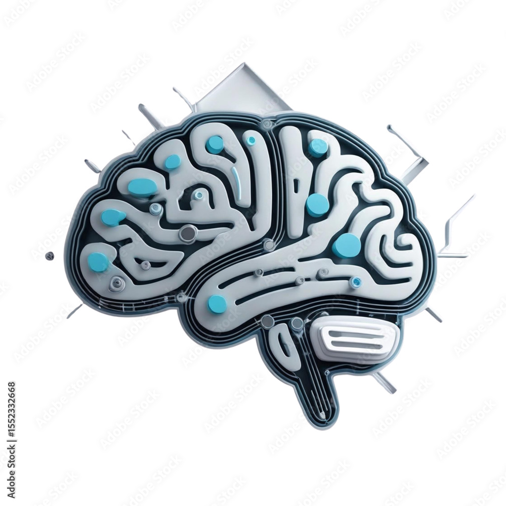 Poster artificial intelligence brain concept illustration for neural network and machine learning research