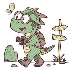 Cheerful expression on a Dragon in a Forest adventure theme, with wearing glasses – Evergreen Trails vector art