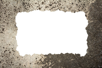 Rusty Rough Concrete Texture Frame with Torn Jagged Edges - Urban Grunge Border Isolated on...