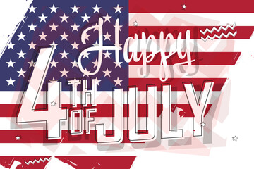 Happy 4th July, american flag with text
