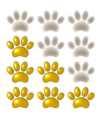 Set of colorful cat paw and footprints review or rating scores