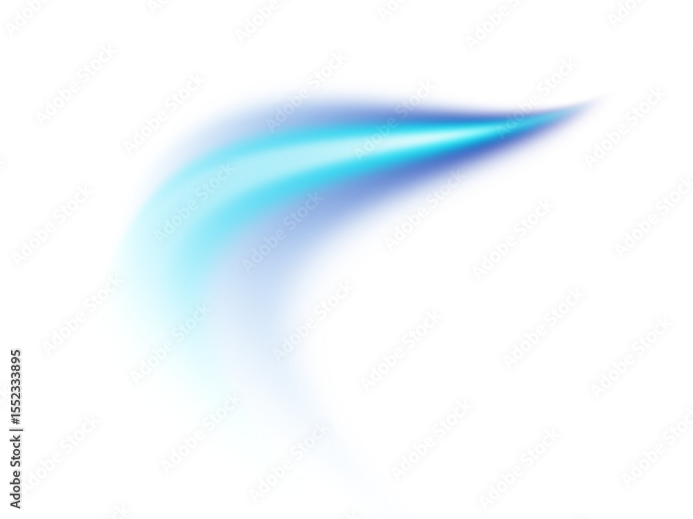 Poster abstract blue flowing shape with gradient and light effects on a black background