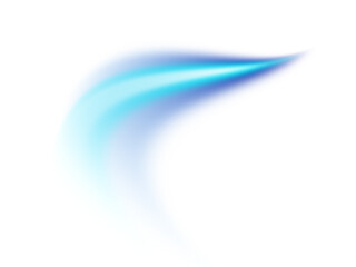 Abstract blue flowing shape with gradient and light effects on a black background