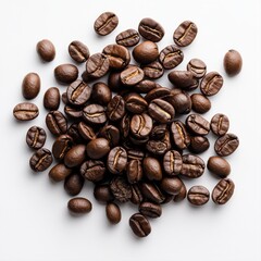 Freshly Roasted Coffee Beans on White Background for Culinary Use