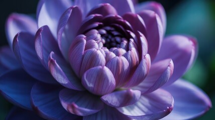 Obraz premium Close-up of purple lotus flower with detailed petals in natural light