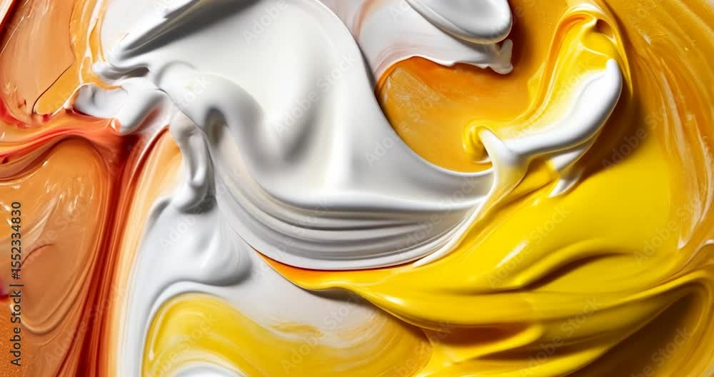 Aufkleber abstract art with textured paint strokes in orange yellow and white colors creating a vibrant and dy