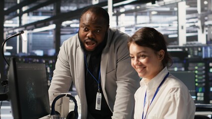 Jolly data center engineering team pleased after finishing system maintenance on supercomputers....