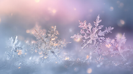 Sparkling Snowflakes on Soft Pastel Background