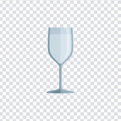 Elegant wine glass vector illustration with transparent background. Ideal for bar icons, restaurant menus, drink designs, or cocktail-themed graphics in minimalist flat style.