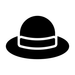 Sun Hat Icon in Glyph Style. Black Fill