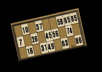 Content from the vintage game of Lotto or Bingo.