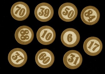 Content from the vintage game of Lotto or Bingo.