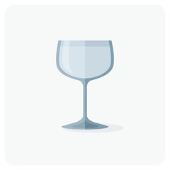 Flat vector illustration of transparent water goblet glass. Elegant drinkware design isolated on white background. Perfect for restaurant, bar, wine, and beverage graphic projects.