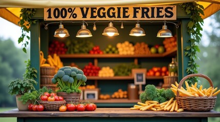 Vegetable fry festival farmers market food stall outdoor setting close view healthy eating concept