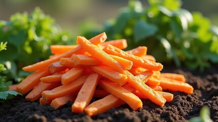 Harvesting fresh carrots organic farm food photography outdoors close-up healthy eating concept