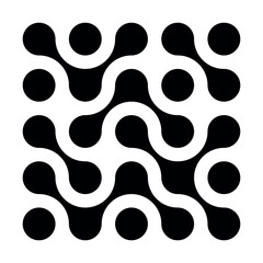 Metaballs - design element for modern background, poster, presentation, prints. Abstract point movement.  Geometric pattern with black connected dots on white background. Vector, metaball.