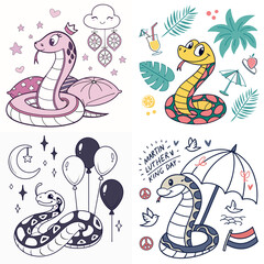 Obraz premium High-Quality Snakes Illustrations in Various Styles – SVG Bundle